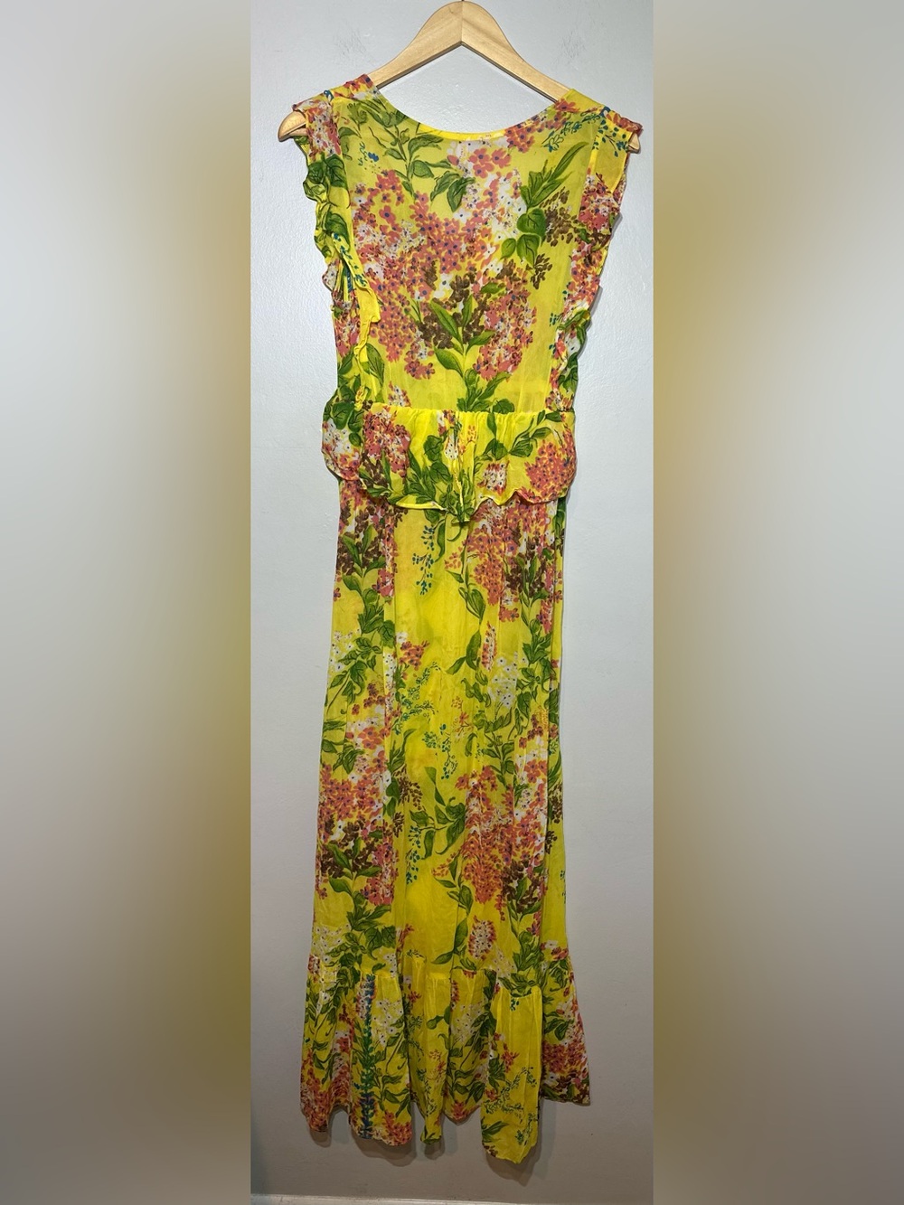 Anthropologie Tracey Reese Silk Sheer Yellow Floral Maxi Dress Women’s size S - Picture 4 of 9